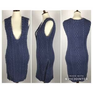 Band of Outsiders Cable Knit V Front Bodycon Sweater Zipper Dress